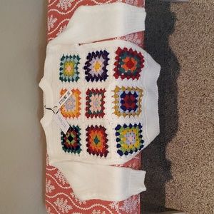 NWT Crochet Patterned Sweater